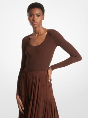 Ribbed Wool Blend Bodysuit