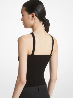 Stretch Viscose Cross-Neck Tank Top image number 1