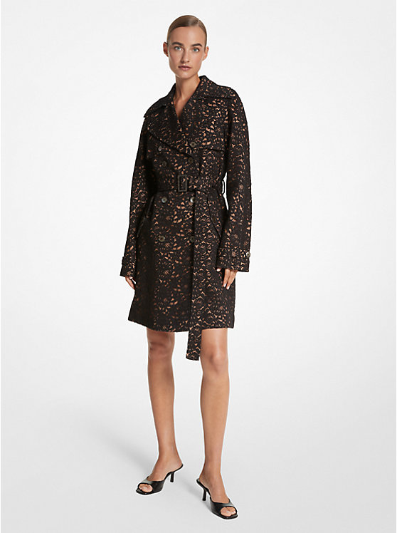 Corded Floral Lace Trench Coat image number 0