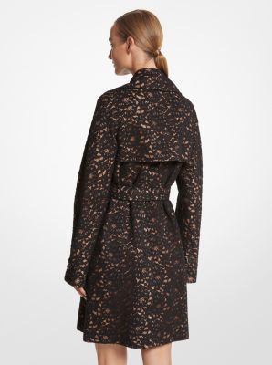 Corded Floral Lace Trench Coat