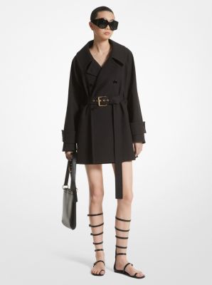 Cotton and Linen Blend Gabardine Half Belt Trench Coat | Michael Kors