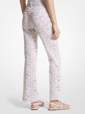 Floral Corded Lace Cropped Flare Jeans image number 1