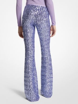 Sequined Stretch Tulle Flared Pants image number 1