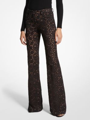 Floral Corded Lace Flared Jeans image number 0