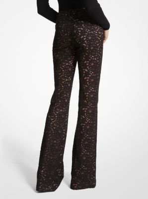 Floral Corded Lace Flared Jeans image number 1