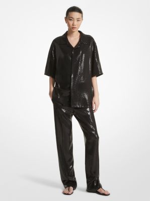 Carolyn Sequined Crepe Sablé Straight-Leg Trousers image number 0