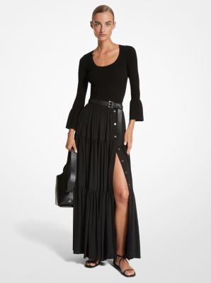 Buy Michael Kors RIBBED METLC MAXI SKIRT - Gold