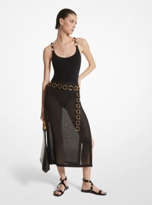 Buy Michael Kors RIBBED METLC MAXI SKIRT - Gold