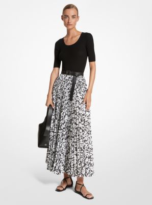 Floral Poplin Pleated Skirt image number 0