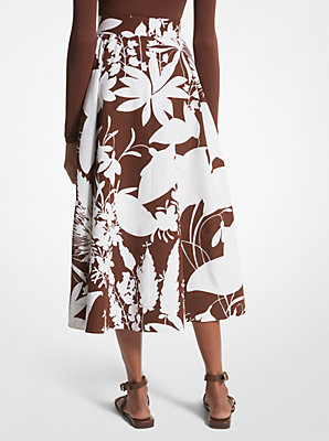 Shadow Floral Cotton and Silk Faille Skirt