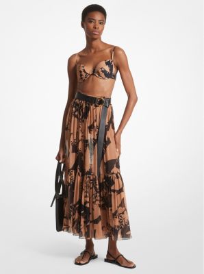 Michael kors floral chiffon cheap tiered dress