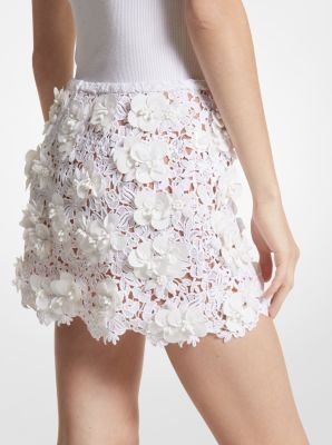 Hand-Embroidered Floral Lace Skirt