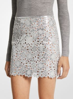 Floral Metallic Suede Mini Skirt image number 0
