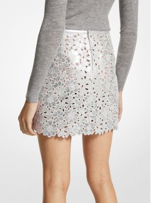 Floral Metallic Suede Mini Skirt image number 1