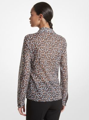 Camisa Hansen de voile de algod&oacute;n con estampado de leopardo in TOSTADO SUAVE MULTICOLOR | Michael Kors
