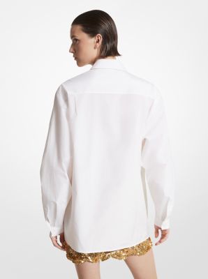 Boyfriend-Hemdbluse aus Seiden- und Baumwolltaft