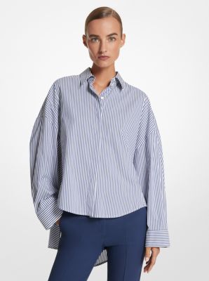 Camisa oversize a rayas de mezcla de algod&oacute;n in AZUL MARINO/BLANCO INTENSO | Michael Kors