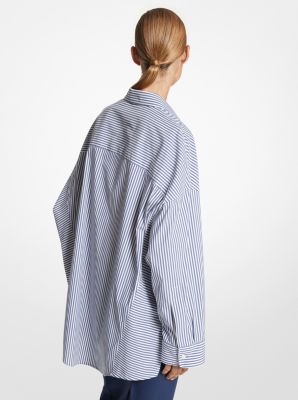 Camisa oversize a rayas de mezcla de algod&oacute;n in AZUL MARINO/BLANCO INTENSO | Michael Kors