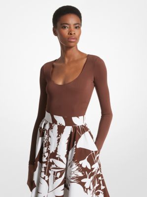 Stretch Matte Jersey Bodysuit in NUTMEG | Michael Kors