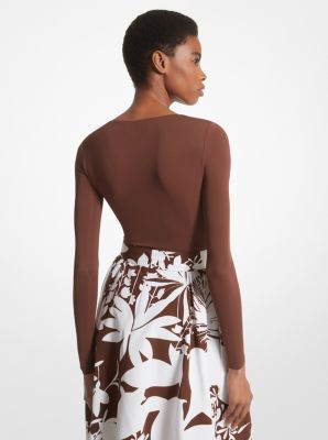 Stretch Matte Jersey Bodysuit in NUTMEG | Michael Kors