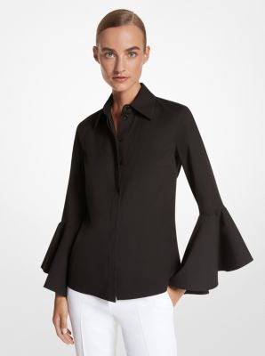 Cotton Poplin Ruffle Blouse