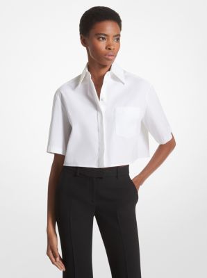 Stretch Cotton Poplin Cropped Shirt