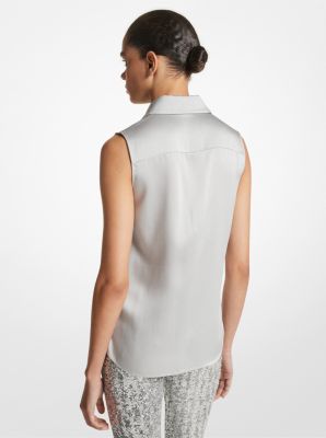 Camisa Hansen de charmeuse sin mangas in GRIS PERLA | Michael Kors
