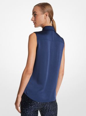 Camisa Hansen de charmeuse sin mangas in AZUL MARINO | Michael Kors