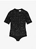 Sequined Stretch Tulle Short-Sleeve Bodysuit image number 2