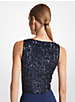 Sequined Stretch Tulle Scoop-Neck Bodysuit image number 1