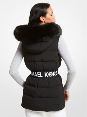 Michael kors faux 2025 fur trim puffer vest