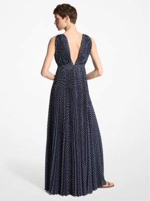 Polka Dot Georgette Pleated Gown image number 1