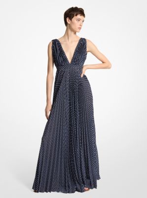 Rochie din georgette cu pliuri și buline