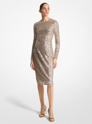 Sequined Stretch Tulle Sheath Dress image number 0