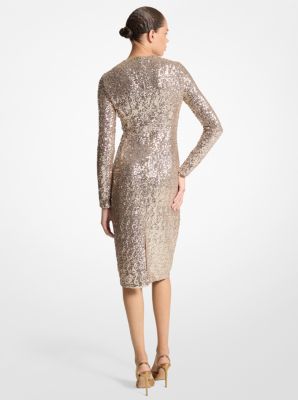 Sequined Stretch Tulle Sheath Dress image number 1