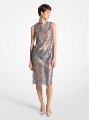 Metallic Floral Lace Sheath Dress image number 0