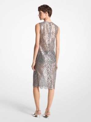Metallic Floral Lace Sheath Dress image number 1