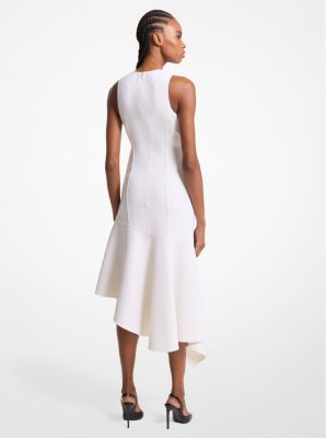 Stretch Wool Asymmetric Sheath Dress