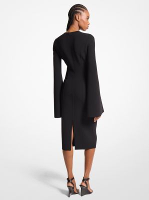 Stretch Wool Split-Sleeve Sheath Dress in BLACK | Michael Kors