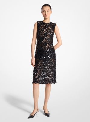 Hand-Embroidered Sequin Floral Lace Sheath Dress image number 0