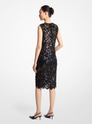 Hand-Embroidered Sequin Floral Lace Sheath Dress image number 1