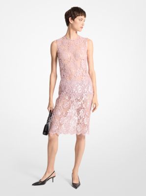 Hand-Embroidered Sequin Floral Lace Shift Dress image number 0