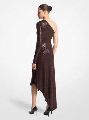 Abito da sera in jersey opaco stretch con paillettes image number 1