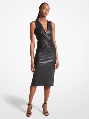 Leather Twist Front Sheath Dress image number 0