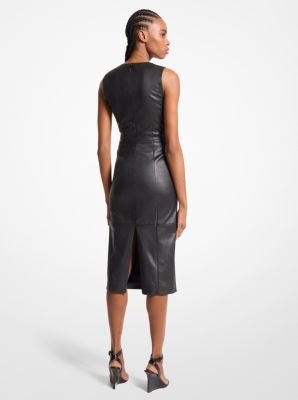 Michael kors black leather dress hotsell