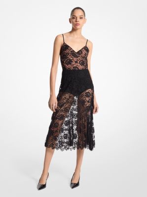 Crushed Floral Lace Slip Dress