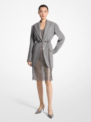 Blazer tipo boyfriend de franela de lana elástica in GRIS MEDIO | Michael Kors
