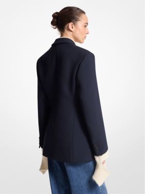 Wool Blend Gabardine Carved Blazer