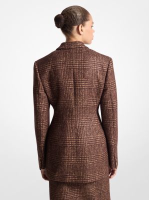 Silk and Wool Tweed Double-Breasted Carved Blazer image number 1