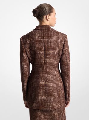 Silk and Wool Tweed Double-Breasted Carved Blazer